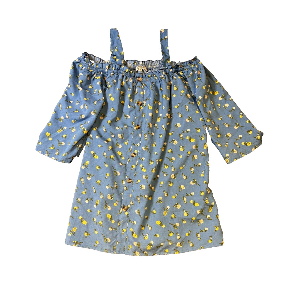 Speed Limit Cold Shoulder Short Sleeve Polyester Top Floral Blue Women's Sz 2X